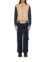 Le Clos Varsity Jacket in Raffia and Leather