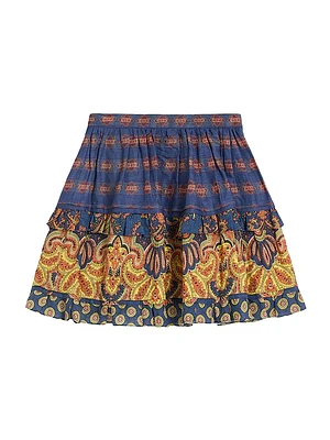 Skirt in Lino Paisley Medaglioni Voyage Imaginaire