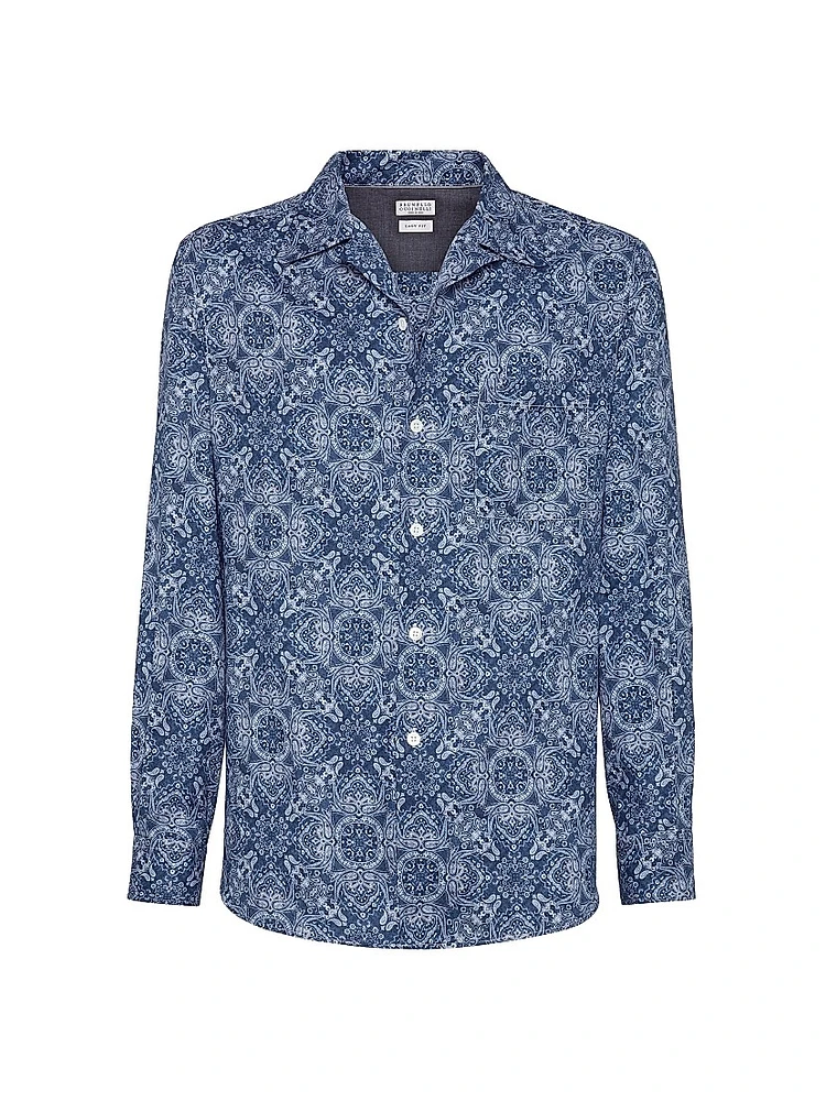 Cotton Paisley Twill Easy Fit Shirt