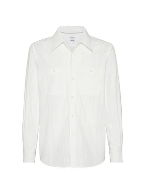 Jacquard Stripe Easy Fit Shirt with Chest Pockets