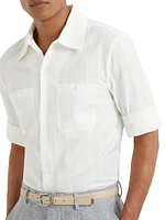 Jacquard Stripe Easy Fit Shirt with Chest Pockets