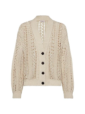 Cotton Ribbed Net Cardigan