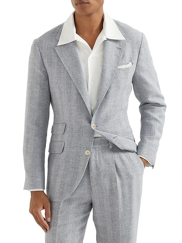 Textured Stripe Diagonal Deconstructed Cavallo Blazer