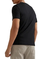 Ribbed Stretch Cotton Jersey Crewneck T-Shirt