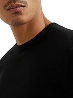 Ribbed Stretch Cotton Jersey Crewneck T-Shirt
