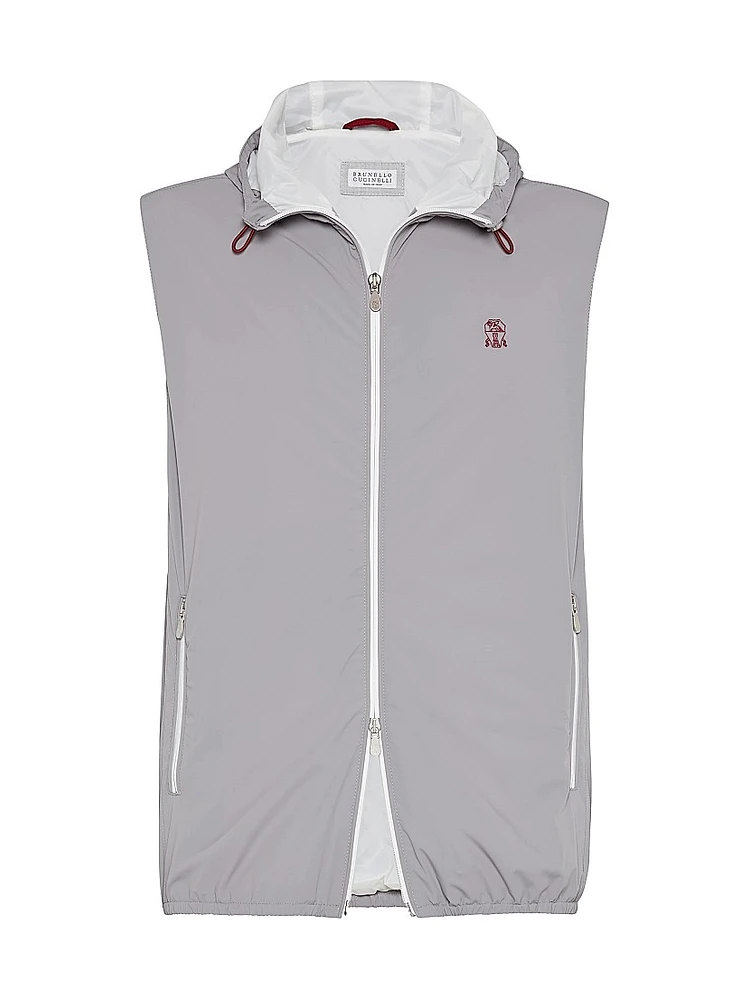 Bonded Nylon Hooded Vest with Logo