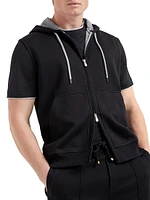 Double Cloth Vest with Zipper and Hood