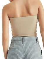Linen and Hemp Chalk Stripe Twill Loose Flared Trousers with Monili