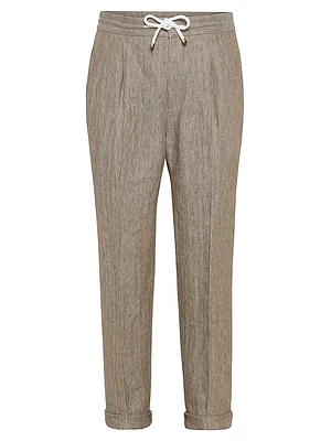 Délavé Linen Chevron Leisure Fit Trousers
