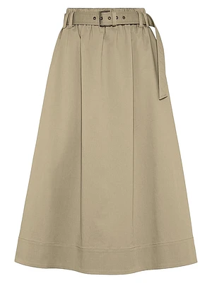 Stretch Cotton Gabardine Belted Circle Skirt