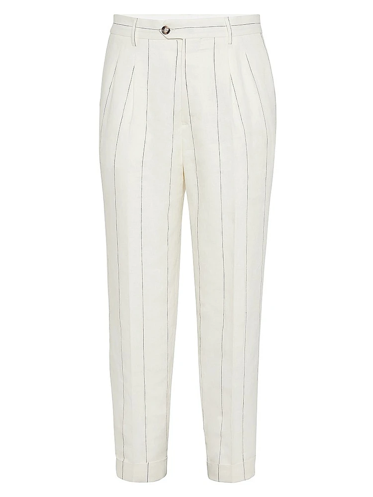 Wide Chalk Stripe Leisure Fit Trousers