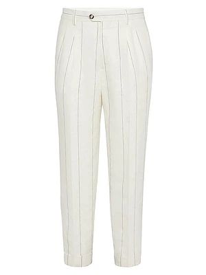 Wide Chalk Stripe Leisure Fit Trousers