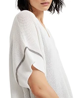 Cotton English Rib Knit T Shirt with Precious Trims