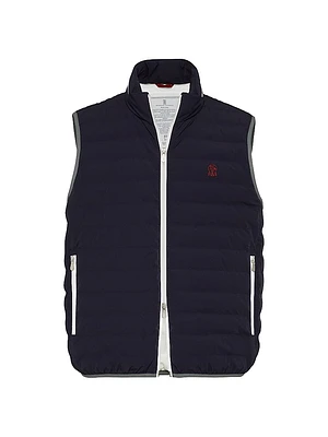 Nylon Down Vest with Packable Hood