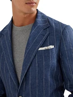 Linen Dégradé Chalk Stripe Twill Deconstructed Blazer