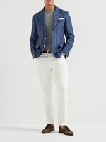 Linen Dégradé Chalk Stripe Twill Deconstructed Blazer