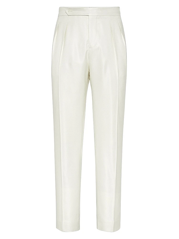 Tuxedo Trousers with Double Pleats and Tabbed Waistband