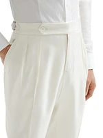 Tuxedo Trousers with Double Pleats and Tabbed Waistband