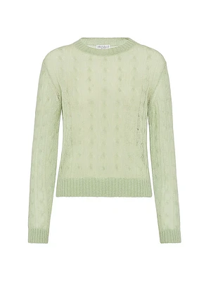 Mohair and Wool Cable Knit Sweater