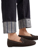 No Fade Denim Cropped Trousers with Dazzling Regimental Embroidery