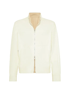 Bonded Nappa Leather Reversible Bomber Jacket