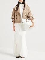 Viscose and Linen Fluid Twill Dress with Monili