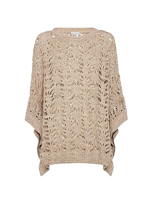 Foliage Lace Knit Poncho Linen and Silk Diamond Yarn