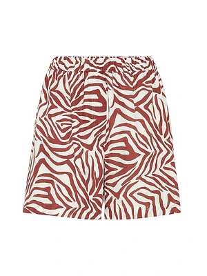 Cotton and Silk Ethnic Print Poplin Track Shorts