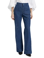 Nicole Stretch-Denim Flare Pants