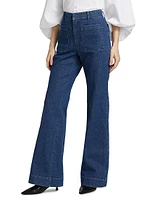 Nicole Stretch-Denim Flare Pants