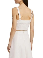 Faxon Floral-Embroidered Crop Tank