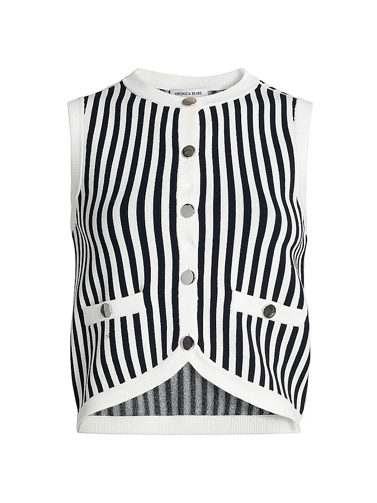 Leland Striped Knit Crop Vest