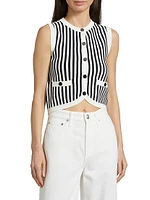 Leland Striped Knit Crop Vest