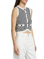 Leland Striped Knit Crop Vest