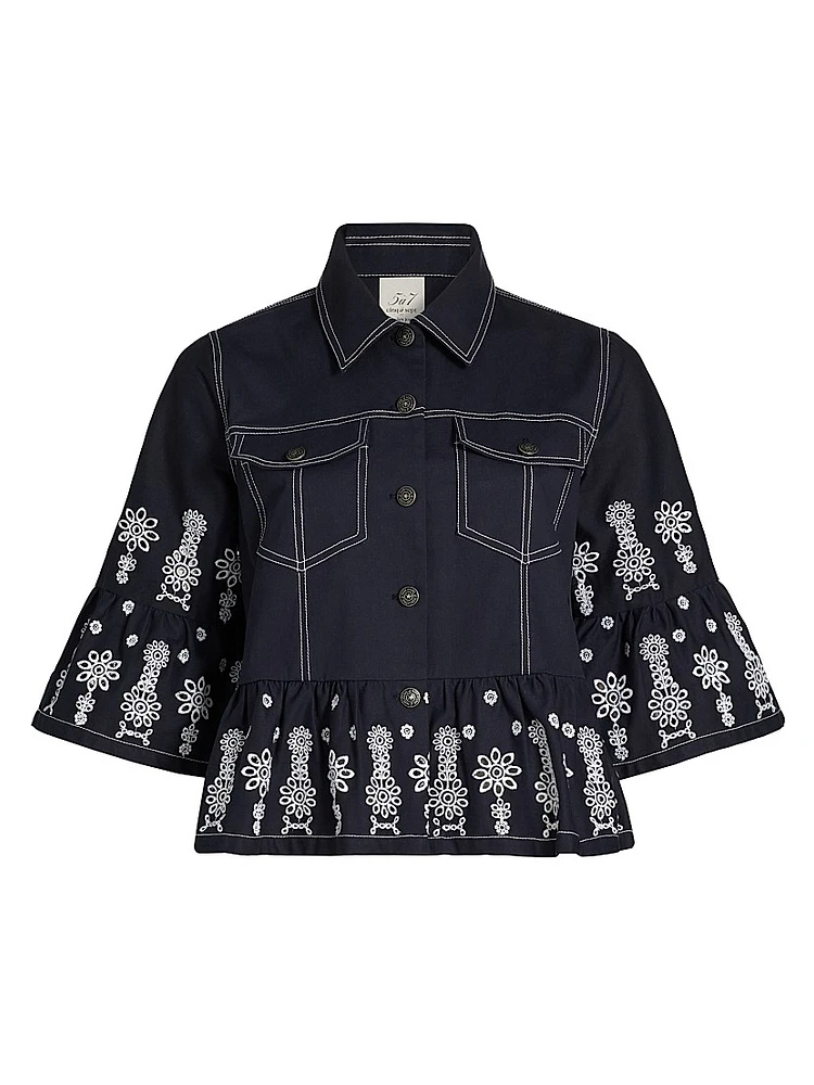 Mazie Embroidered Stretch-Cotton Jacket