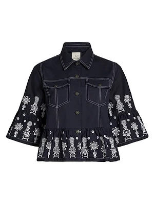 Mazie Embroidered Stretch-Cotton Jacket