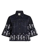 Mazie Embroidered Stretch-Cotton Jacket