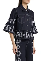Mazie Embroidered Stretch-Cotton Jacket
