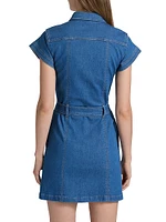 Tia Stretch-Denim Tie-Waist Minidress