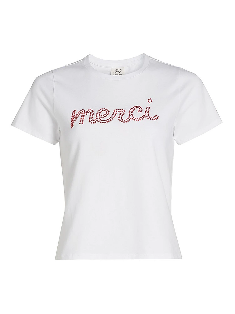 Merci Crystal-Embellished Stretch-Cotton T-Shirt