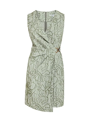 Embroidered Wrap Minidress