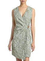 Embroidered Wrap Minidress