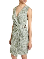 Embroidered Wrap Minidress