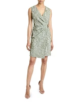 Embroidered Wrap Minidress