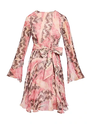Abstract Print Silk A-Line Dress
