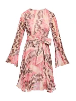 Abstract Print Silk A-Line Dress