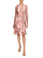 Abstract Print Silk A-Line Dress
