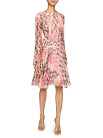 Abstract Print Silk A-Line Dress