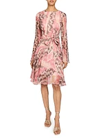 Abstract Print Silk A-Line Dress