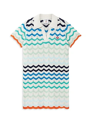 Little Girl's & Girl's Wavy Crochet Shirtdress
